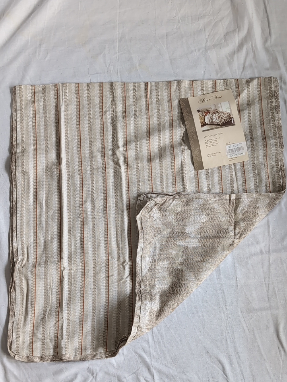 Rose Tree Neutral Striped Pillow Sham - Beige and Cream